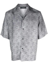 Logo-pattern silk shirt